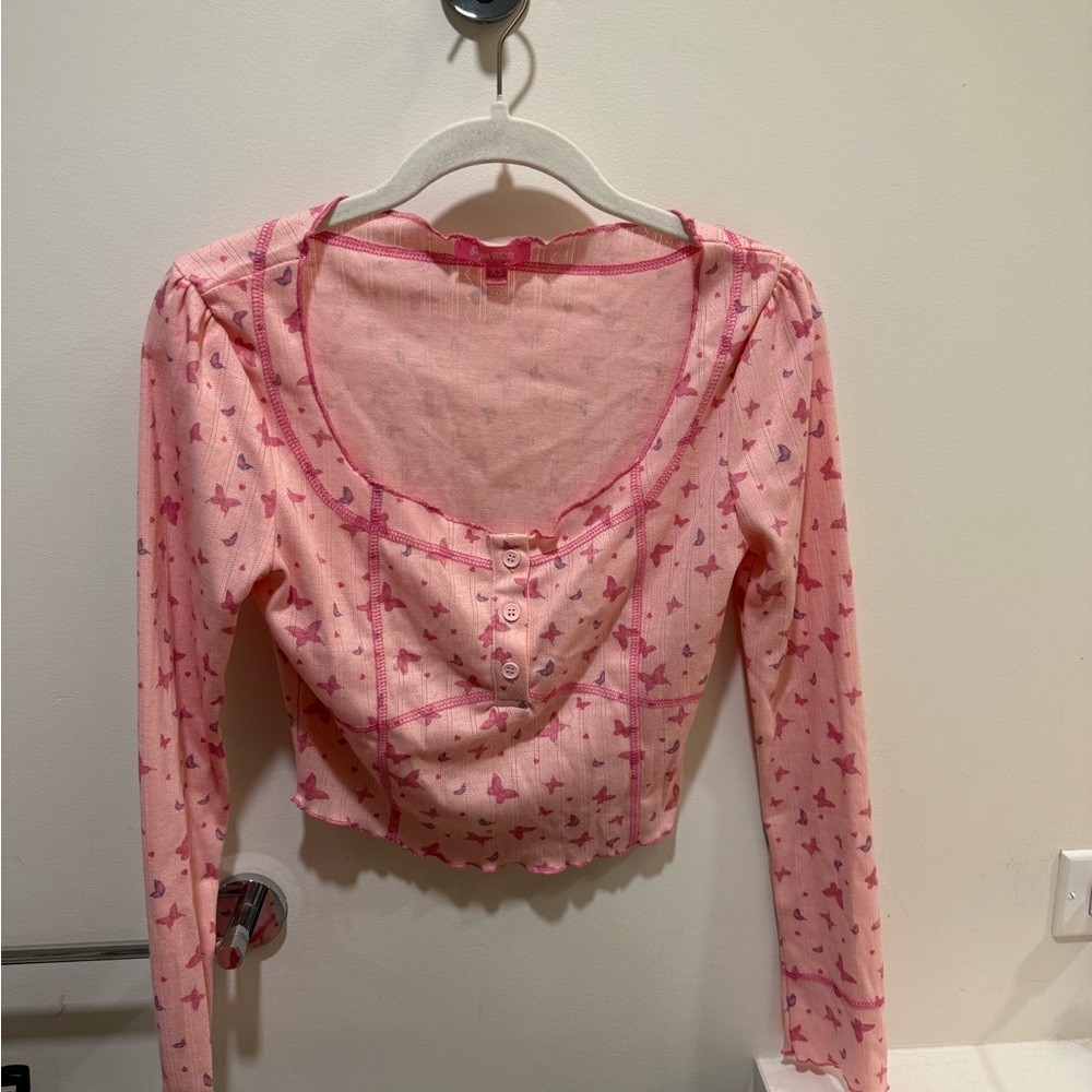 Sugar Thrillz Pink ButterflyTop, Size XS